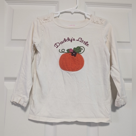 Crazy 8 Cream and Orange Long Sleeve Tee with Pumpkin Design - Picture 1 of 6